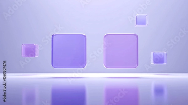 Fototapeta Abstract Purple Geometric Shapes with Reflective Surface 