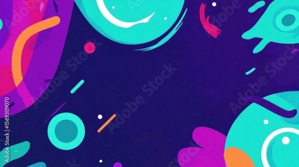 Obraz Vibrant abstract design featuring colorful shapes and patterns on a dark background (1)