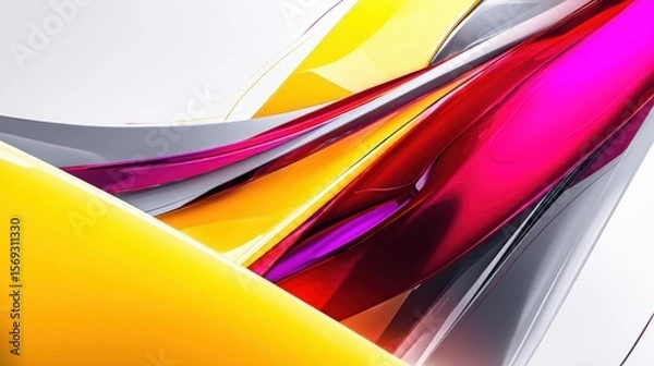 Obraz Vibrant abstract design featuring flowing colors of yellow, pink, and purple against a light background