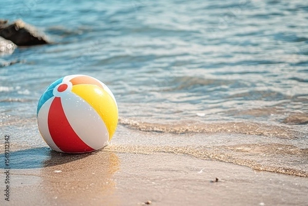 Fototapeta Beach Ball in Shallow Ocean Waters