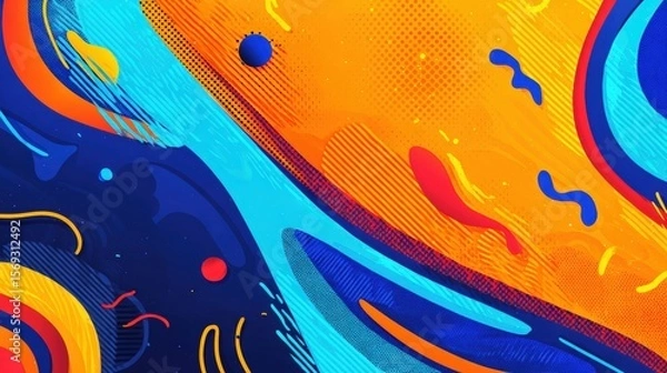 Obraz Vibrant abstract design featuring swirling shapes and bold colors with dynamic patterns