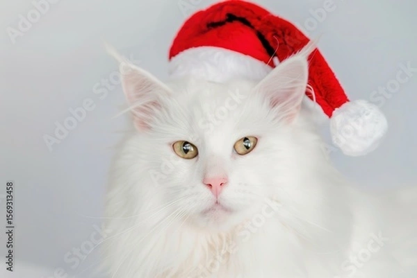 Obraz Whimsical Feline Persona: A Maine Coon in Anthropomorphic Attire – Magic Hats, Glasses, Sunglasses, Swimming Goggles & More, in Close-Up on White Background
Get up close with a charmingly anthropomorp