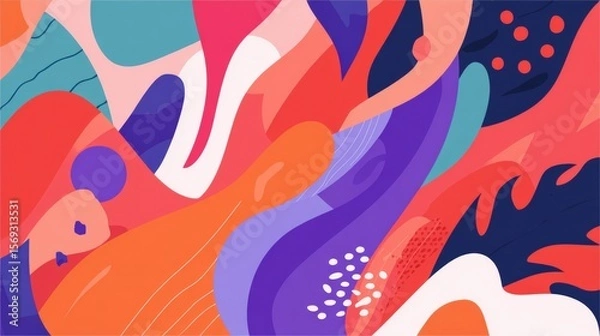 Obraz Vibrant abstract illustration featuring dynamic shapes and colors creating a lively atmosphere