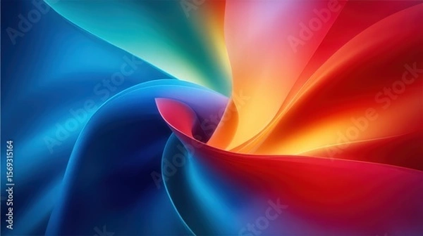 Obraz Vibrant abstract swirl of blue, red, and orange colors blending seamlessly in a dynamic pattern