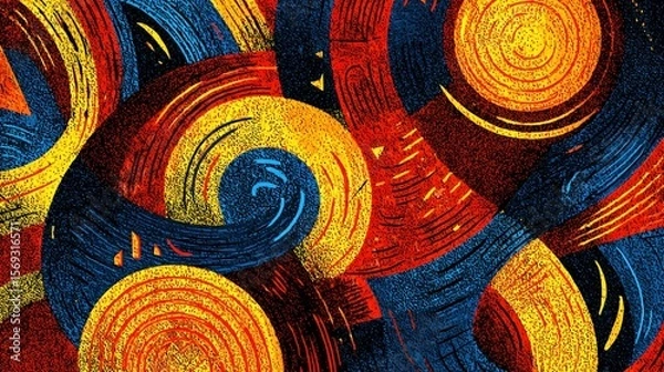 Obraz Vibrant abstract swirl pattern in bold colors, evoking energy and motion, suitable for backgrounds