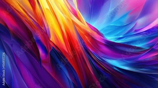 Obraz Vibrant abstract wave patterns in vivid colors creating a dynamic visual experience