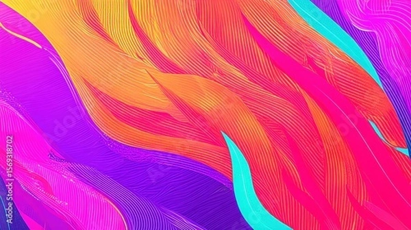 Obraz Vibrant abstract waves of color flowing seamlessly with dynamic patterns in a digital space