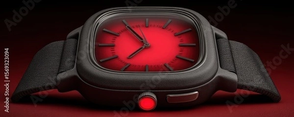 Fototapeta A modern smartwatch displaying a vibrant red face. It combines style and functionality, featuring advanced technology for health tracking and connectivity in a sleek design.
