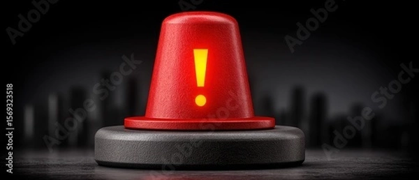 Fototapeta A striking red alert siren against a dark background symbolizes warning and urgency. Ideal for themes surrounding safety, emergency procedures, and critical situations.