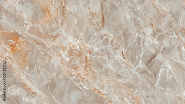 Fototapeta A close-up of creamy beige and soft white marble background, interwoven with subtle golden streaks