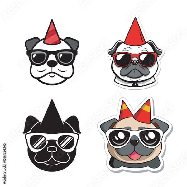 Obraz sticker design of Cartoon pug head