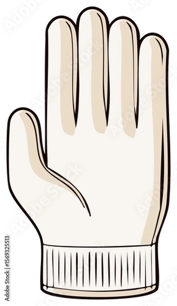 Fototapeta Illustrated off-white glove: Clean, protective hand covering with detailed linework and ribbing at the wrist in digital artwork.