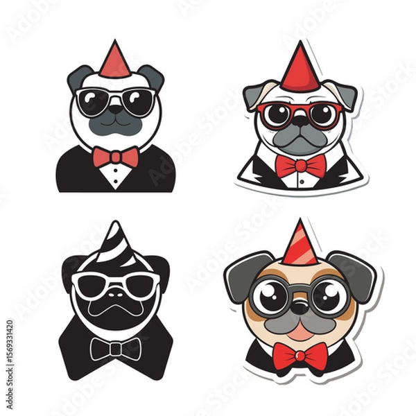 Obraz set of funny cartoon dogs