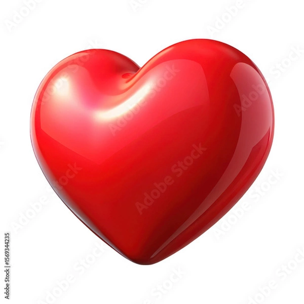 Fototapeta 3d glossy red heart isolated on transparent background