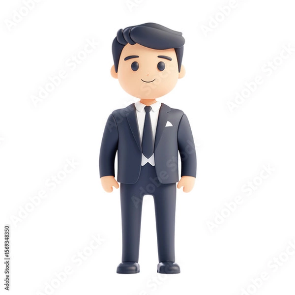 Fototapeta Dapper Businessman: A stylish businessman stands confidently, exuding professionalism. The illustration is an embodiment of ambition and success.