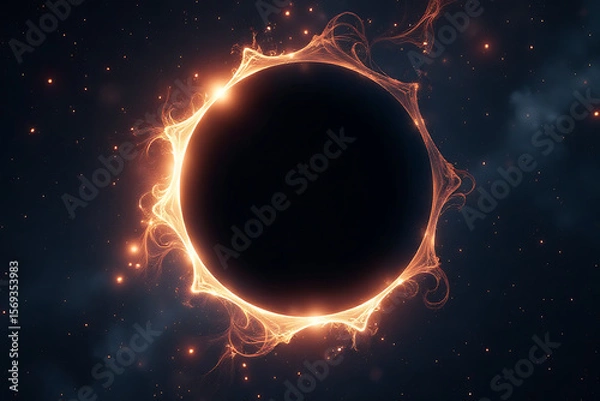 Fototapeta Stunning Solar Eclipse with Fiery Prominences and Outer Glow

