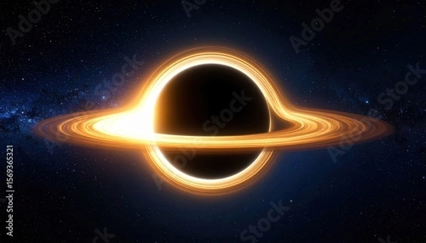 Fototapeta Cosmic Abyss: A mesmerizing glimpse into the abyss of space unveils a black hole, surrounded by a radiant halo of light and swirling cosmic matter.