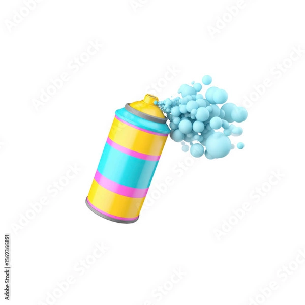 Fototapeta A vibrant and cartoonish aerosol spray can with smooth, rounded edges