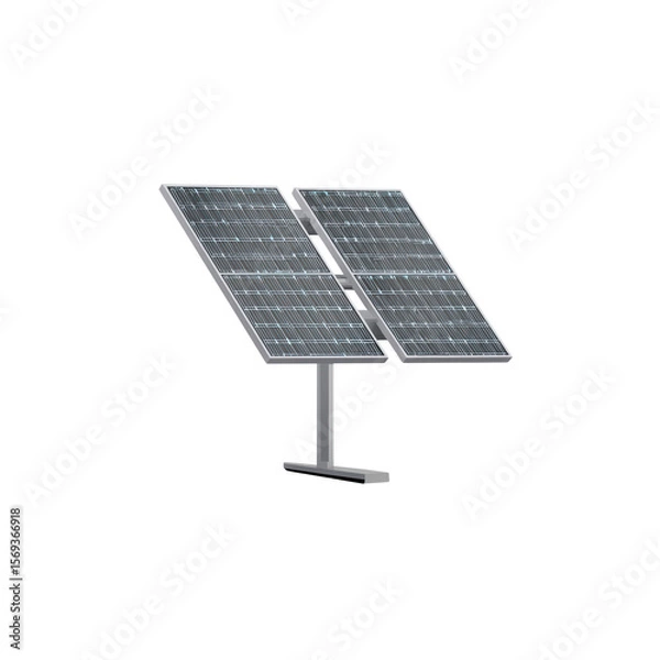Fototapeta The stand-alone solar panel system consists of two panels mounted on a slender metal support structure