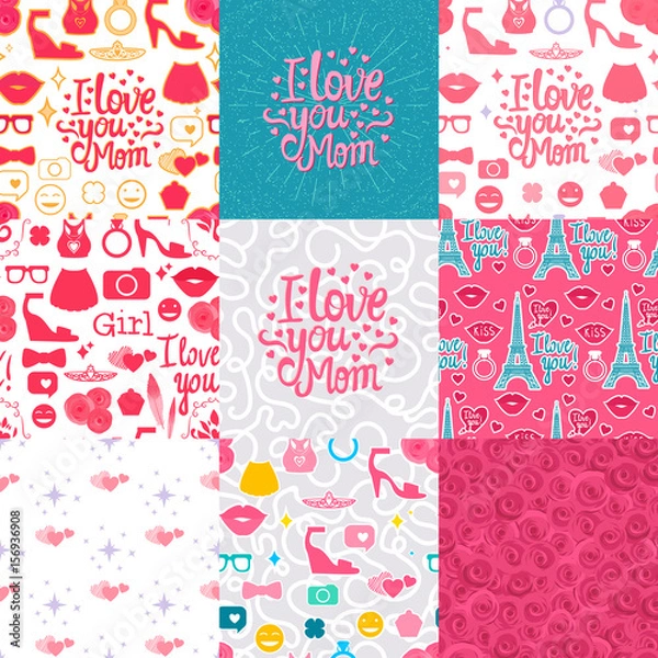 Fototapeta set pattern mom