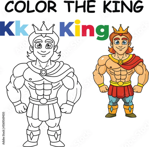 Fototapeta K for King Coloring Worksheet for Preschool – AI Inspired Concept Hand Drawn Vector in Illustrator