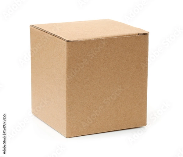 Fototapeta Square brown cardboard packaging box