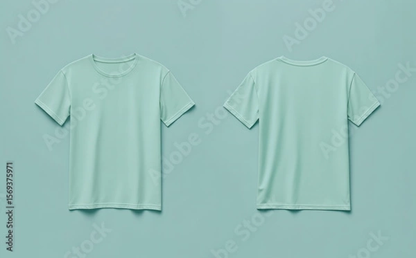 Obraz plain mint green t-shirt mockups, front and back views for apparel design presentations