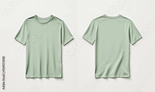 Obraz plain mint green t-shirt mockups, front and back views for apparel design presentations