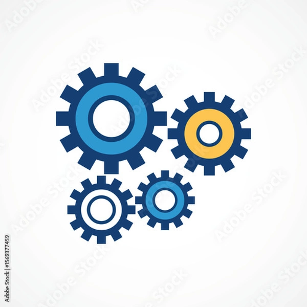 Fototapeta Automation Icon – AI System Gear Process color icon, Symbol, logo illustration. Vector graphics for Presentation and other