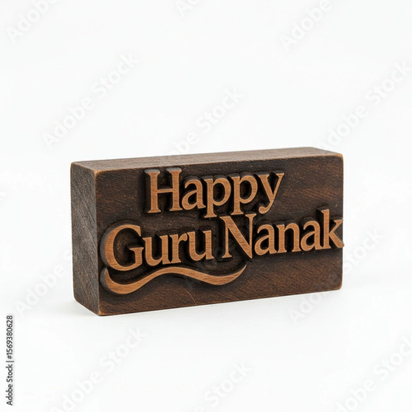 Fototapeta Happy Guru Nanak Jayanti Wooden Block Print Design