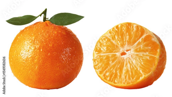 Obraz Whole and Sliced Tangerines,PNG