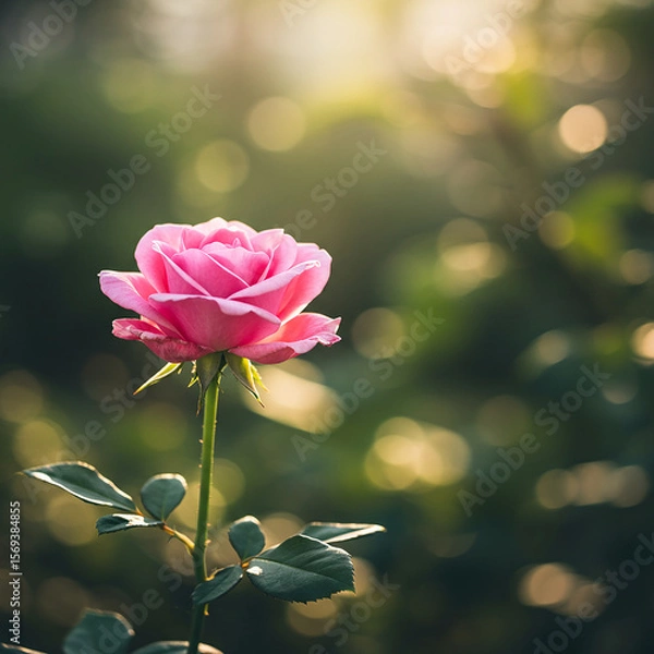 Fototapeta Pink Rose in Sunlight Nature Photography for Backgrounds and Websites