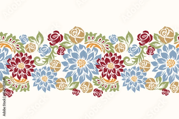Obraz Ikat floral seamless pattern vector illustration 