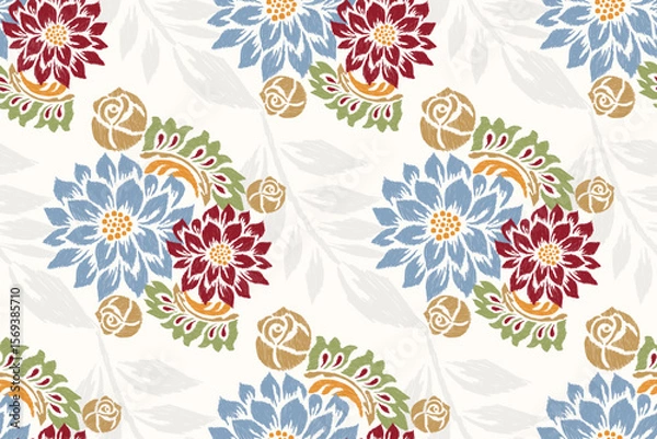Obraz Ikat floral seamless pattern vector illustration 