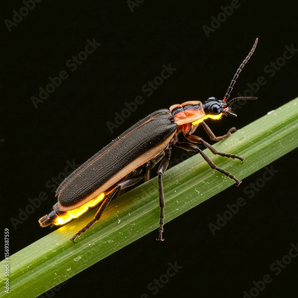 Fototapeta CloseUp of a Firefly on a Blade of Grass