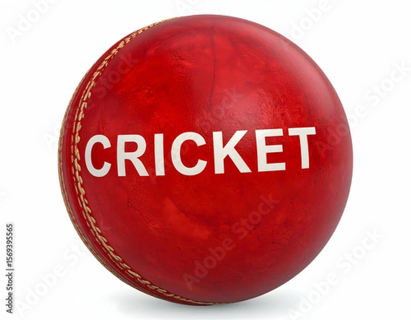 Fototapeta The iconic red cricket ball a symbol of spirited competition and thrilling matches with white