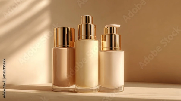 Obraz Three skincare cream bottles for women, including Vaseline, against a clean backdrop