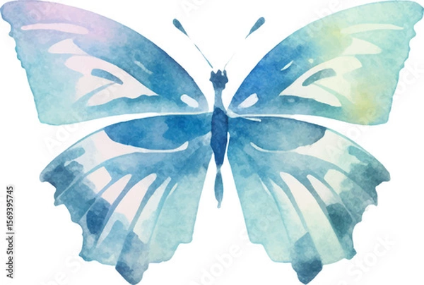 Fototapeta Vector watercolor painted butterfly. Hand drawn design elements isolated on white background.