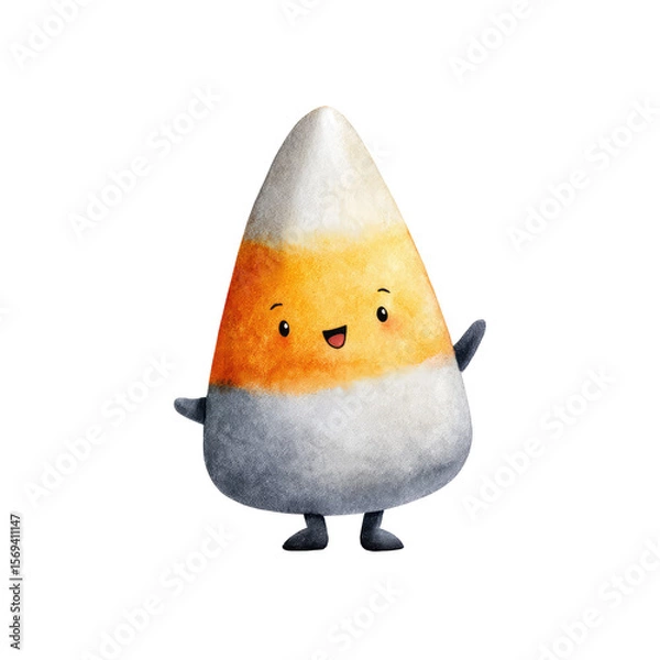 Obraz Joyful and Cute Candy Corn Character with a Cheerful Smile and Soft Texture for Fun and Playful Designs