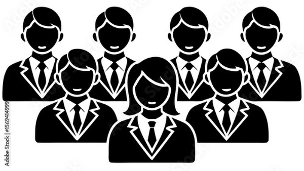 Fototapeta Vector  illustration of a group of business people wearing suits and ties standing together in a group setting