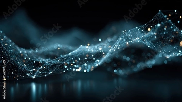 Fototapeta Intricate Data Network Visualization with Glowing Nodes and Interconnected Lines