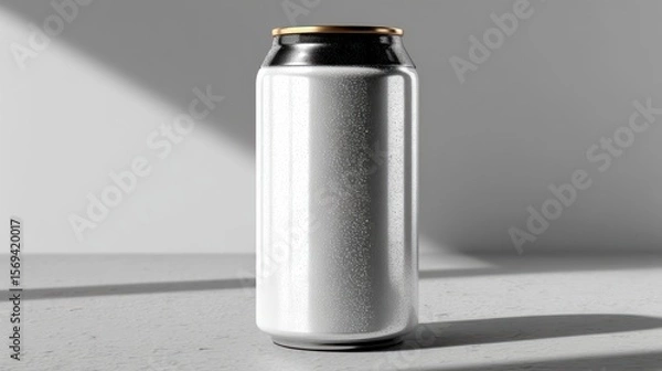 Fototapeta Isolated can of refreshment drink, sparkling water, juice or beer on white background