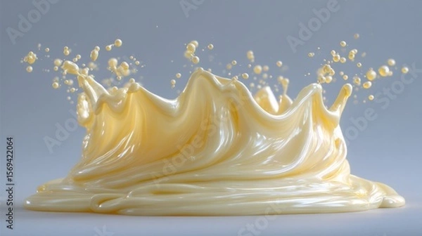 Fototapeta Captivating splash of creamy liquid creating a crown-like formation