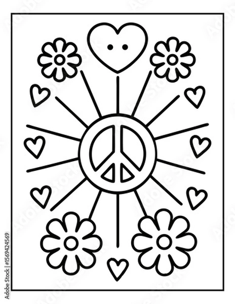 Fototapeta vector illustration of groovy summer coloring pages