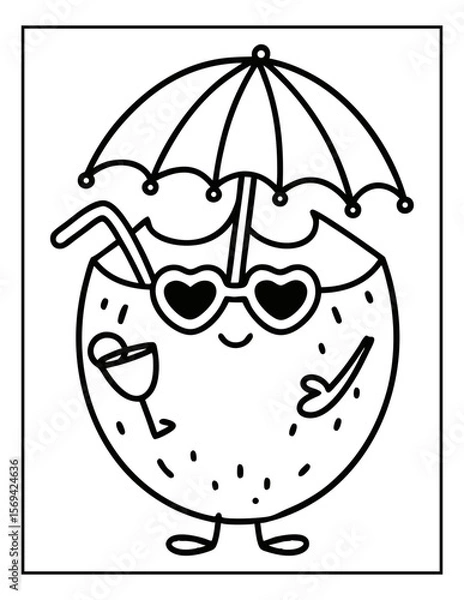 Fototapeta vector illustration of groovy summer coloring pages