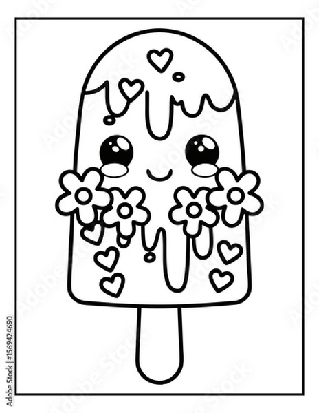 Fototapeta vector illustration of groovy summer coloring pages