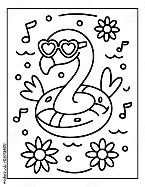 Fototapeta vector illustration of groovy summer coloring pages