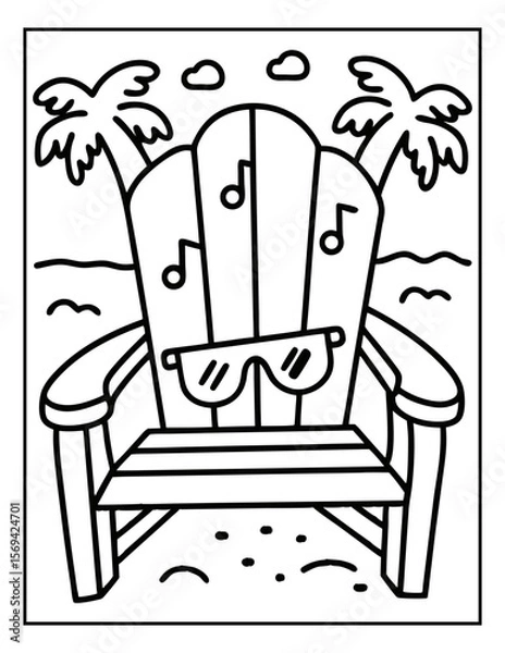 Fototapeta vector illustration of groovy summer coloring pages