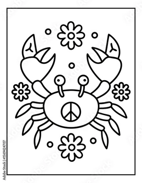 Fototapeta vector illustration of groovy summer coloring pages