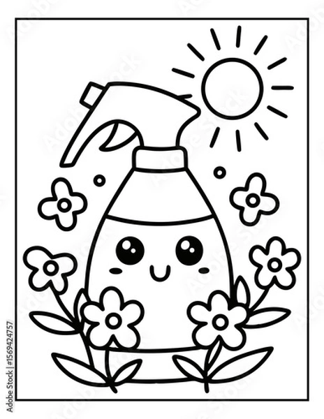 Fototapeta vector illustration of groovy summer coloring pages